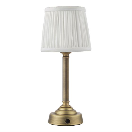 Där Lighting Virgil Rechargeable Table Lamp Matt Antique Brass With Shade LED