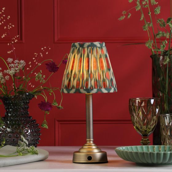 Där Lighting Virgil Rechargeable Table Lamp Matt Antique Brass With Shade LED