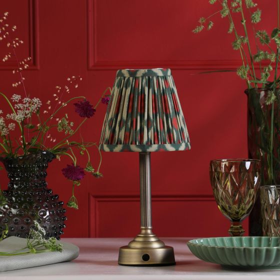 Där Lighting Virgil Rechargeable Table Lamp Matt Antique Brass With Shade LED