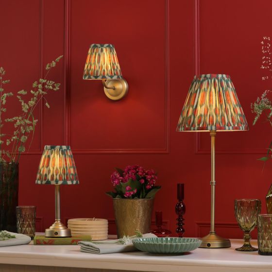 Där Lighting Virgil Rechargeable Table Lamp Matt Antique Brass With Shade LED