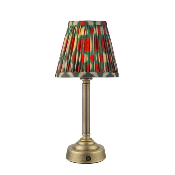 där lighting Virgil Rechargeable Table Lamp Matt Antique Brass With Shade LED