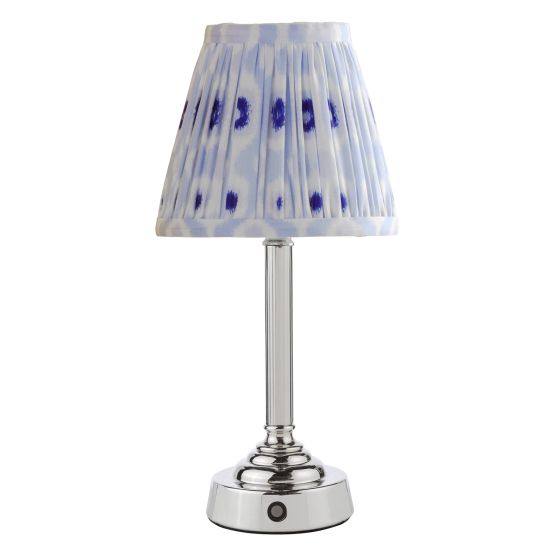 Där Lighting Virgil Rechargeable Table Lamp Polished Nickel With Shade LED
