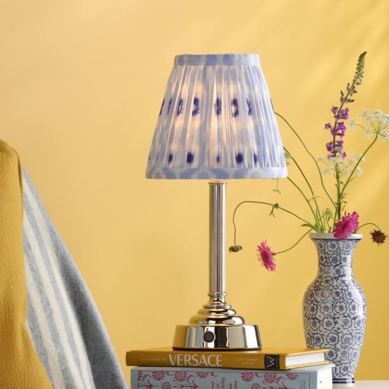 Där Lighting Virgil Rechargeable Table Lamp Polished Nickel With Shade LED