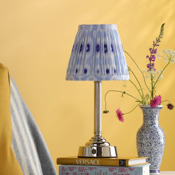 Där Lighting Virgil Rechargeable Table Lamp Polished Nickel With Shade LED