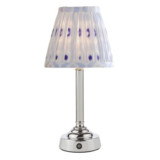 där lighting Virgil Rechargeable Table Lamp Polished Nickel With Shade LED