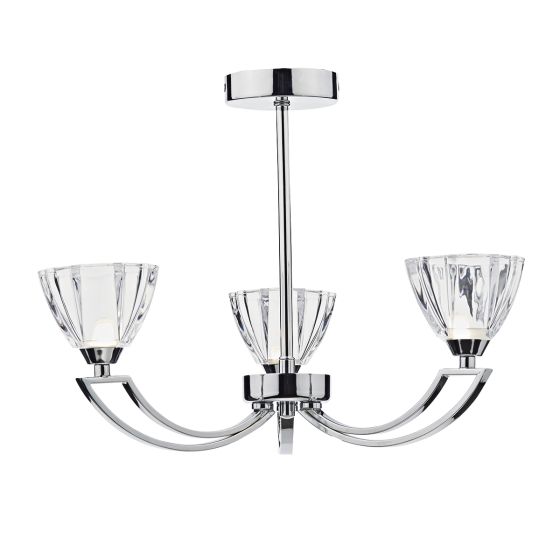 Där Lighting Vito 3 Light Semi Flush Polished Chrome