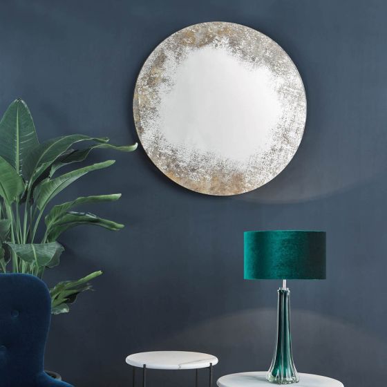 Där Lighting Vixen Round Mirror With Foxed Detail 80cm