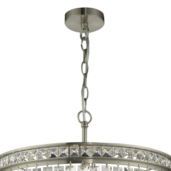 Där Lighting Vyana 4 Light 4 Tier Pendant Brushed Nickel And Crystal Droppers