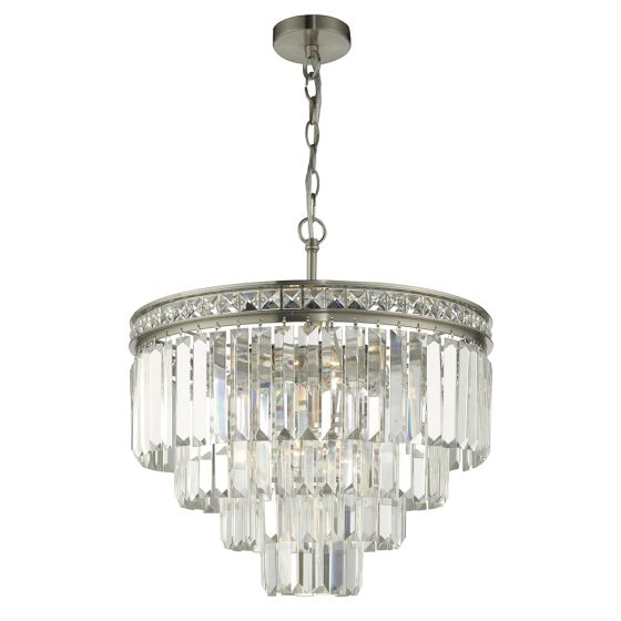 Där Lighting Vyana 4 Light 4 Tier Pendant Brushed Nickel And Crystal Droppers