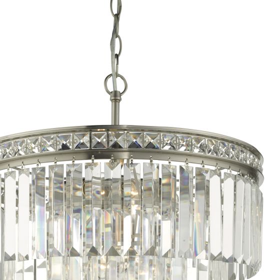 där lighting Vyana 4 Light 4 Tier Pendant Brushed Nickel and Crystal Droppers