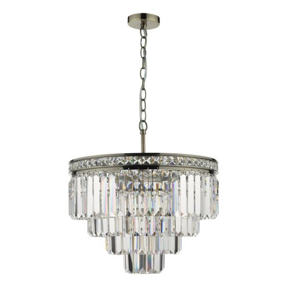 Där Lighting Vyana 4 Light Pendant Antique Brass Crystal