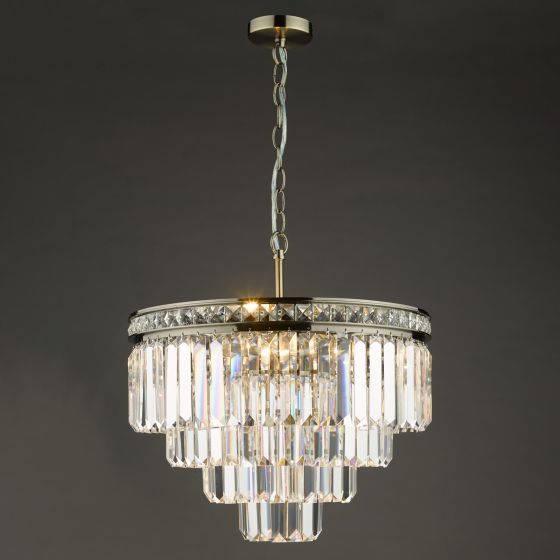 Där Lighting Vyana 4 Light Pendant Antique Brass Crystal
