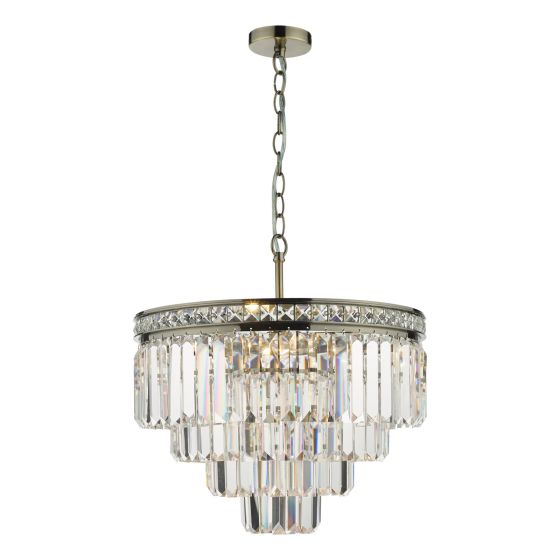 där lighting Vyana 4 Light Pendant Antique Brass Crystal