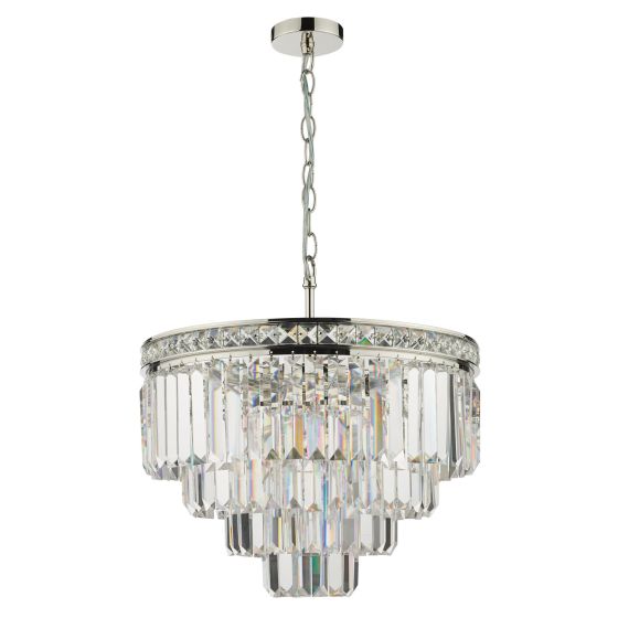 Där Lighting Vyana 4 Light Pendant Polished Nickel Crystal