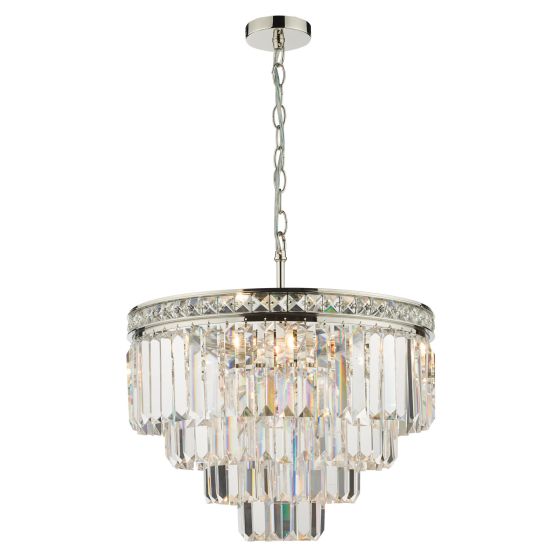där lighting Vyana 4 Light Pendant Polished Nickel Crystal