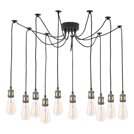Där Lighting Waco 10 Light Pendant Antique Brass Matt Black