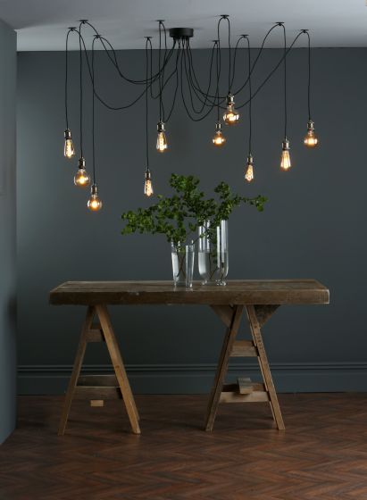 Där Lighting Waco 10 Light Pendant Antique Brass Matt Black