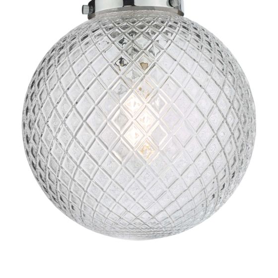 Där Lighting Wayne Bathroom Semi Flush Polished Chrome Glass IP44