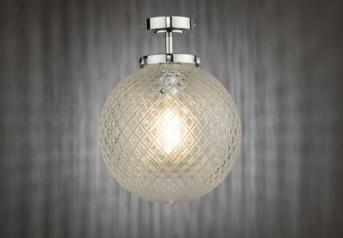 Där Lighting Wayne Bathroom Semi Flush Polished Chrome Glass IP44