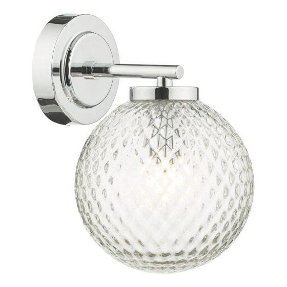 Där Lighting Wayne Bathroom Wall Light Polished Chrome Glass IP44