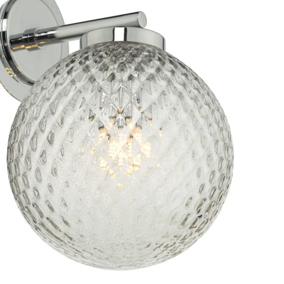 Där Lighting Wayne Bathroom Wall Light Polished Chrome Glass IP44