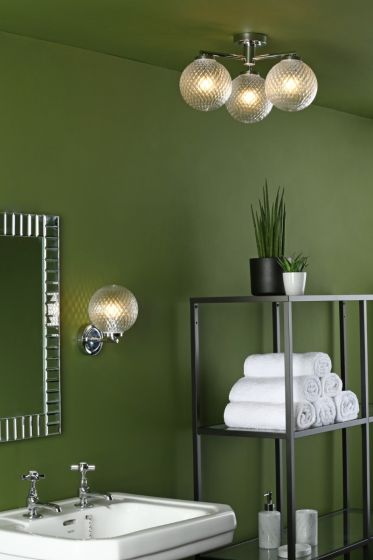 Där Lighting Wayne Bathroom Wall Light Polished Chrome Glass IP44