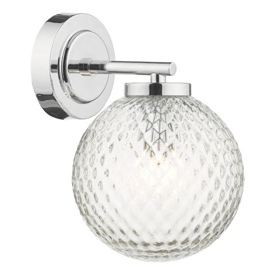 där lighting Wayne Bathroom Wall Light Polished Chrome Glass IP44