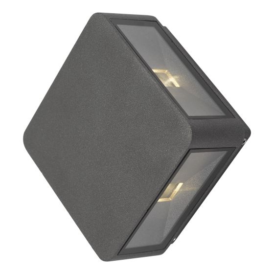 där lighting Weiss Outdoor 4 Light Wall Light Square Matt Grey Glass IP65 LED