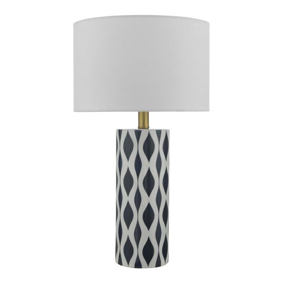 Där Lighting Weylin Table Lamp Blue And White Ceramic With Shade