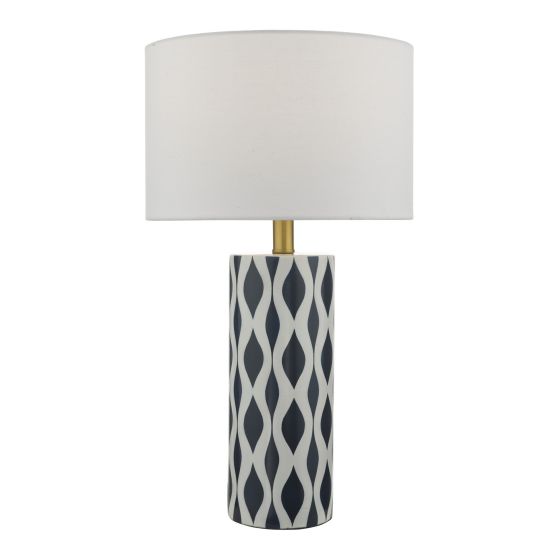 där lighting Weylin Table Lamp Blue And White Ceramic With Shade