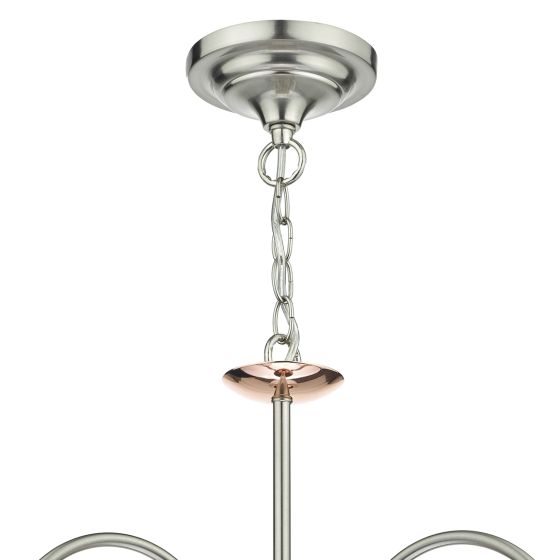 Där Lighting Wharfdale 3 Light Pendant Satin Chrome & Copper Textured Glass