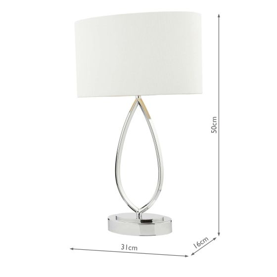 Där Lighting Wyatt Touch Table Lamp Polished Chrome With Shade