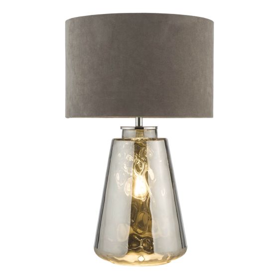 där lighting Wycliffe Table Lamp Smoked Glass With Shade