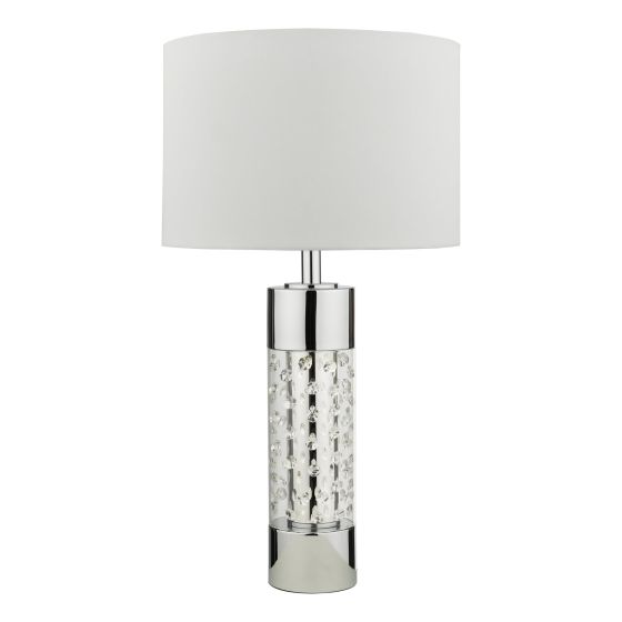 Där Lighting Yalena Large Table Lamp Polished Chrome And Glass With Shade