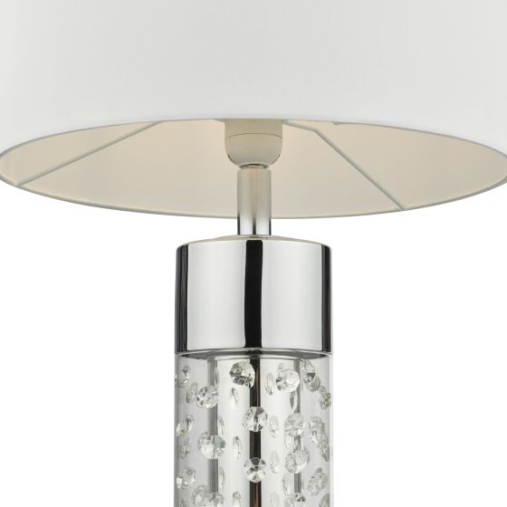 Där Lighting Yalena Large Table Lamp Polished Chrome And Glass With Shade