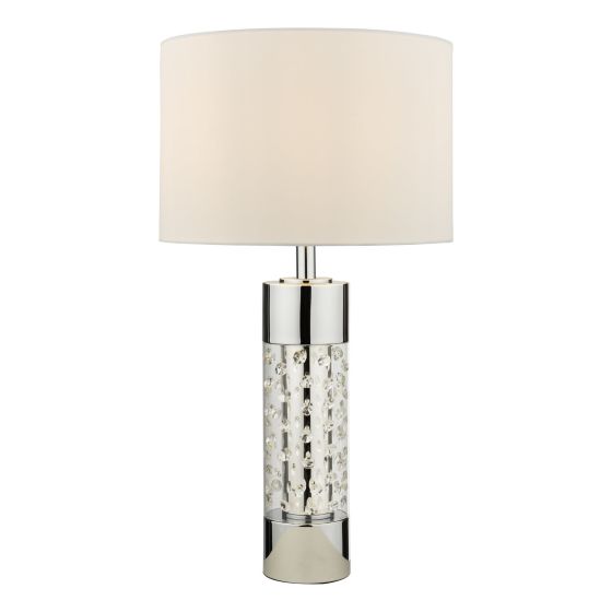 där lighting Yalena Large Table Lamp Polished Chrome And Glass With Shade