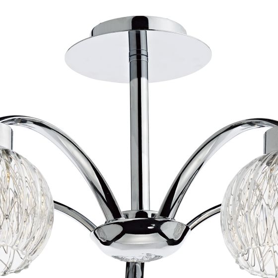 Där Lighting Yasmin 5 Light Semi-Flush Polished Chrome And Ribbed Glass