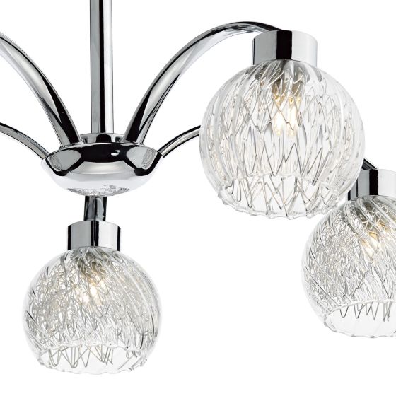 där lighting Yasmin 5 Light Semi-Flush Polished Chrome and Ribbed Glass