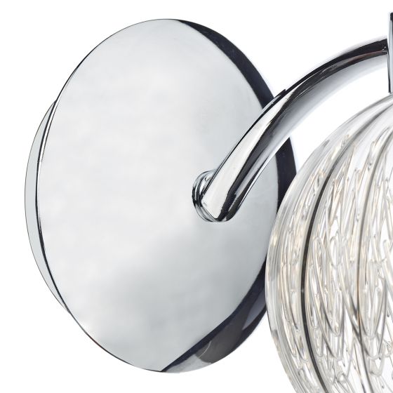 Där Lighting Yasmin Wall Light Polished Chrome And Ribbed Glass