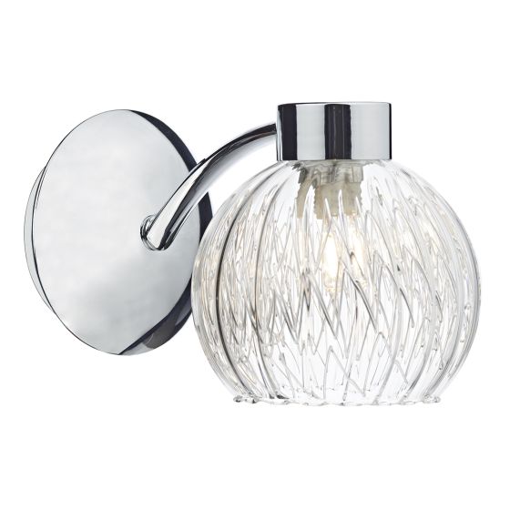 Där Lighting Yasmin Wall Light Polished Chrome And Ribbed Glass