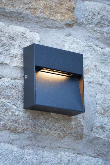 Där Lighting Yukon Outdoor Wall Light Square Eyelid Anthracite IP65 LED