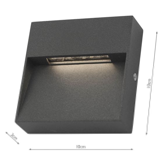 Där Lighting Yukon Outdoor Wall Light Square Eyelid Anthracite IP65 LED