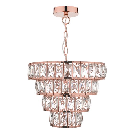 Där Lighting Yvella Pendant Polished Copper And Crystal