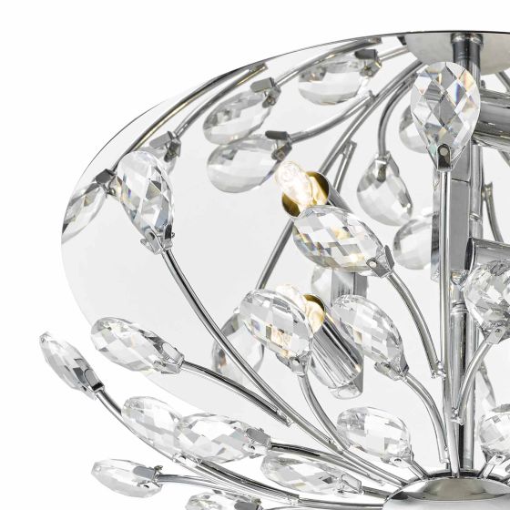 Där Lighting Zafir 3 Light Flush Polished Chrome Crystal