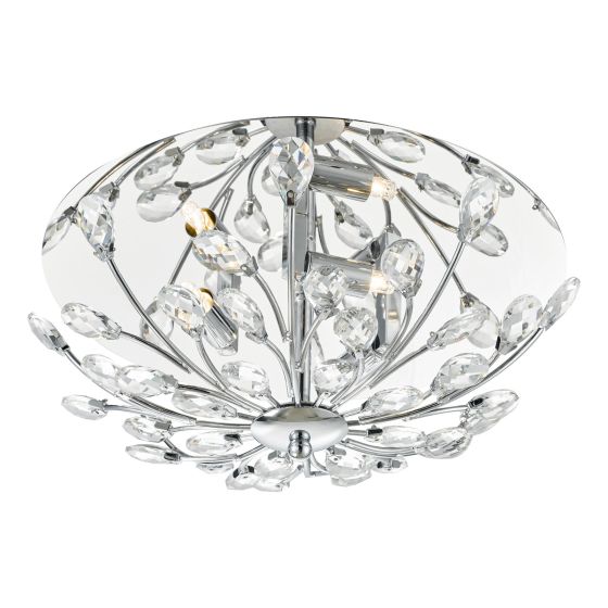 Där Lighting Zafir 3 Light Flush Polished Chrome Crystal
