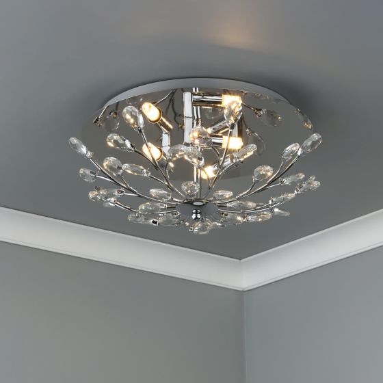 Där Lighting Zafir 3 Light Flush Polished Chrome Crystal