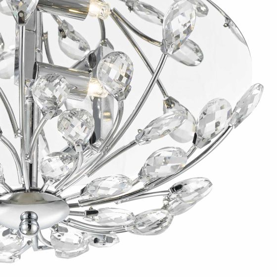 där lighting Zafir 3 Light Flush Polished Chrome Crystal