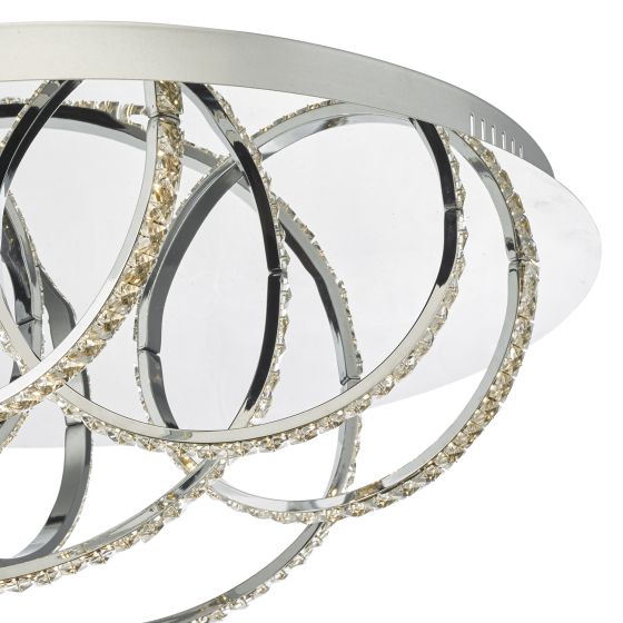 Där Lighting Zancara Large 7 Light Flush Polished Chrome Crystal LED