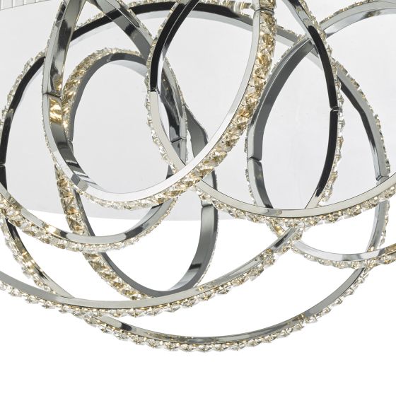 Där Lighting Zancara Large 7 Light Flush Polished Chrome Crystal LED