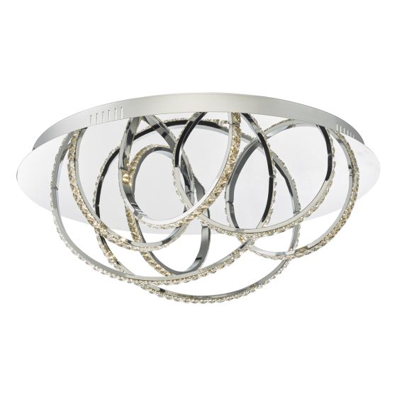 där lighting Zancara Large 7 Light Flush Polished Chrome Crystal LED